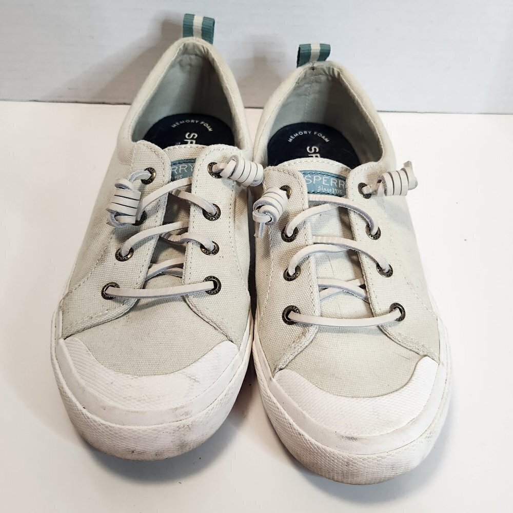 Women's Sperry Pier Wave Lace To Toe Retro Cap Sneaker Bone White Size 8